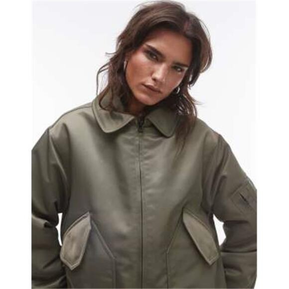 Topshop Twill Bomber Jacket - Picture 4 of 4